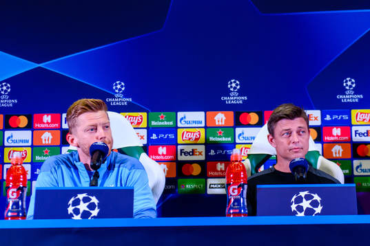 Anders Christiansen and Jon Dahl Tomasson, head coach