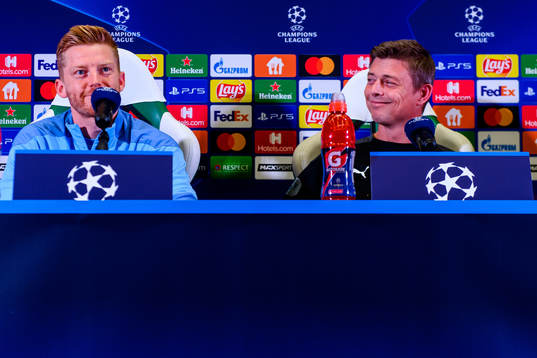 Anders Christiansen and Jon Dahl Tomasson, head coach