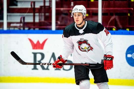 Malmö Redhawks Vincent Reimer värmer upp innan
