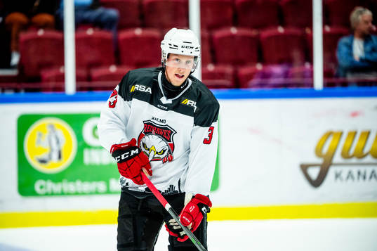 Malmö Redhawks Kalle Östman värmer upp innan