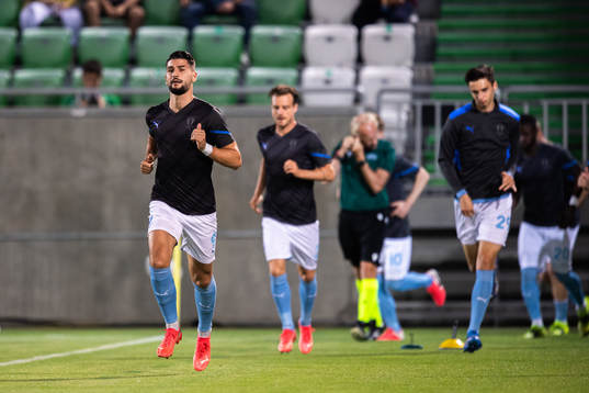 Antonio Colak, Eric Larsson and Noah Eile of Malmö FF
