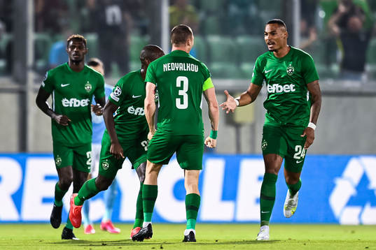Olivier Verdon of Ludogorets celebrate with teammates