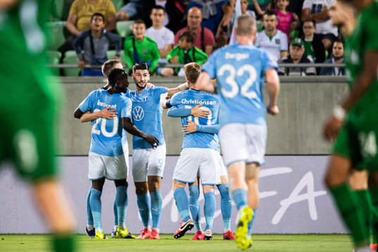 Sören Rieks of Malmö FF celebrate with teammates