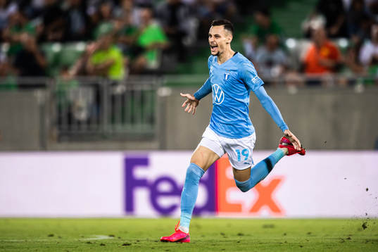 Veljko Birmancevic of Malmö FF celebrates