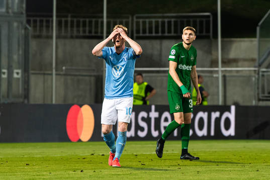 Anders Christiansen of Malmö FF looks dejected