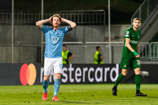 Anders Christiansen of Malmö FF looks dejected