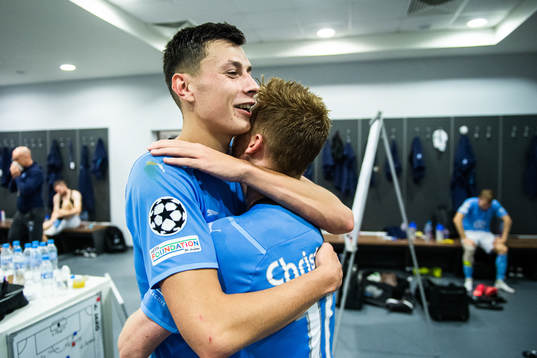 Anel Ahmedhodzic and Anders Christiansen of Malmö FF