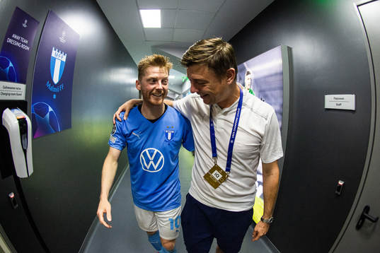 Anders Christiansen and Jon Dahl Tomasson, head coach of