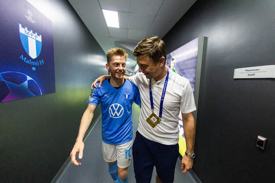 Anders Christiansen and Jon Dahl Tomasson, head coach of