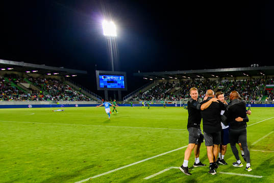 Coaching staff of Malmö FF celebrates