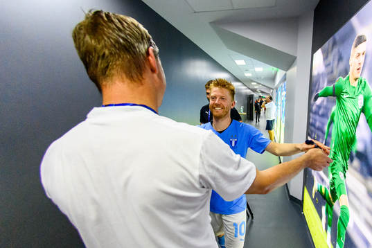 Anders Christiansen and Jon Dahl Tomasson, head coach of