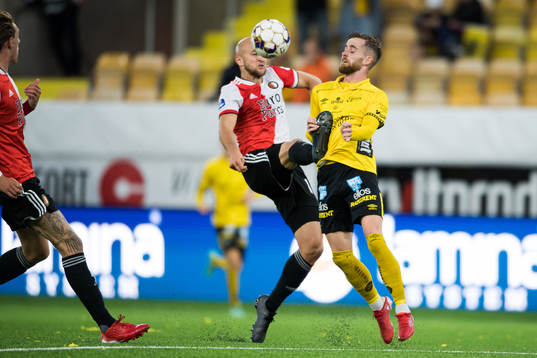 Gernot Trauner of Feyenoord and Rasmus Alm of Elfsborg