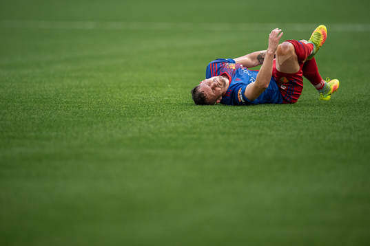 Taulant Xhaka of Basel in pain