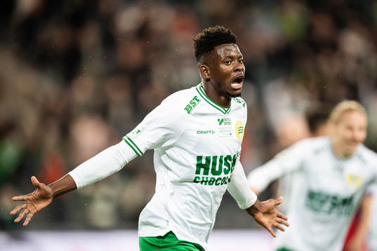 Aziz Mohammed Ouattara of Hammarby celebrates scoring 3-0