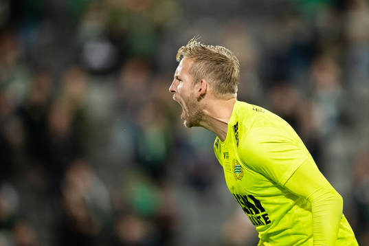 goalkeeper David Ousted of Hammarby celebrates