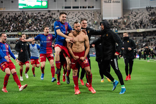 Arthur Mendonca Cabral of Basel celebrates