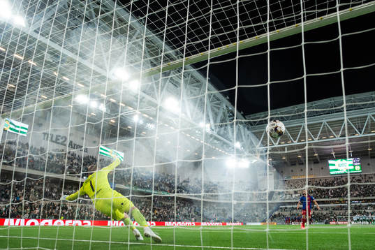 Arthur Mendonca Cabral of Basel scores the last penalty