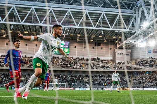 Astrit Selmani of Hammarby celebrates