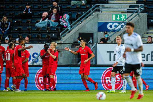 Nayef Aguerd of Rennes celebrates