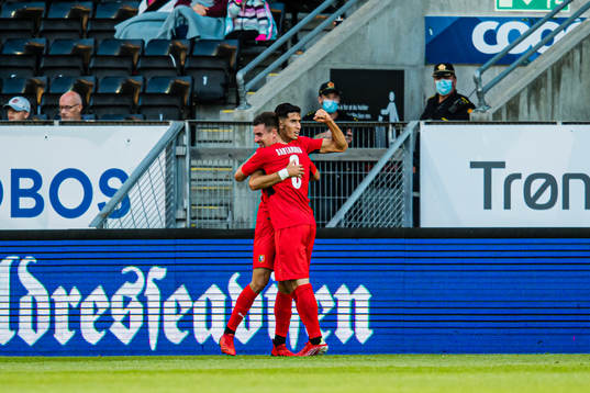 Nayef Aguerd of Rennes celebrates
