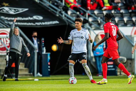 Noah Jean Holm of Rosenborg reacts