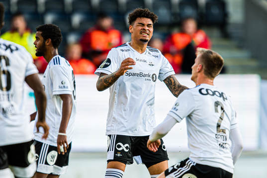 Noah Jean Holm of Rosenborg reacts