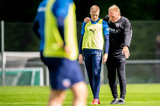 Helsingborgs Emil Hellman och tränare Jörgen Lennartsson
