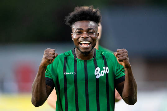 Varbergs Gideon Mensah jublar