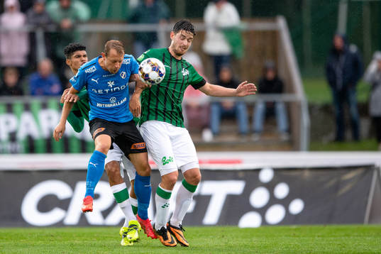 Halmstads Joel Allansson och Varbergs Robin Tranberg