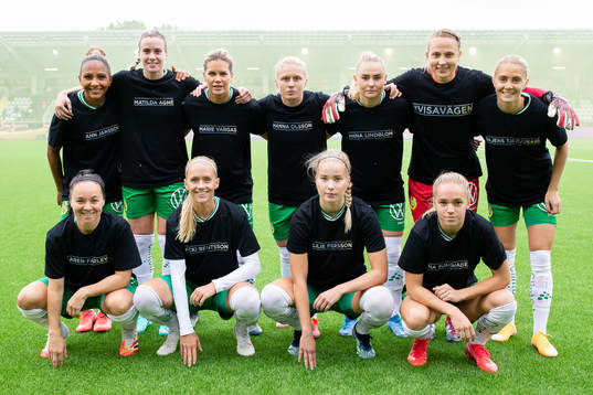Hammarbys startelva innan fotbollsmatchen i Damallsvenskan
