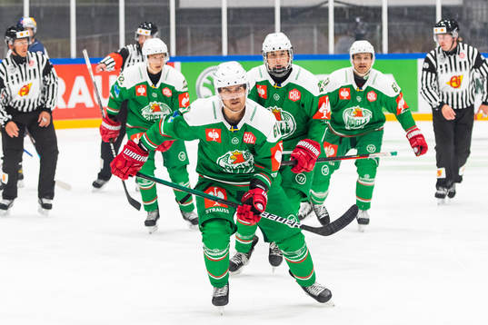 Ludvig Larsson of Rögle celebrates scoring 1-1