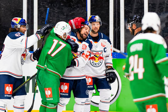 Philip Granath of Rögle in a fight with Yasin Ehliz and