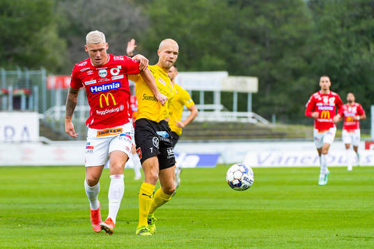 Degerfors Victor Edvardsen och Mjällbys Viktor Gustafson