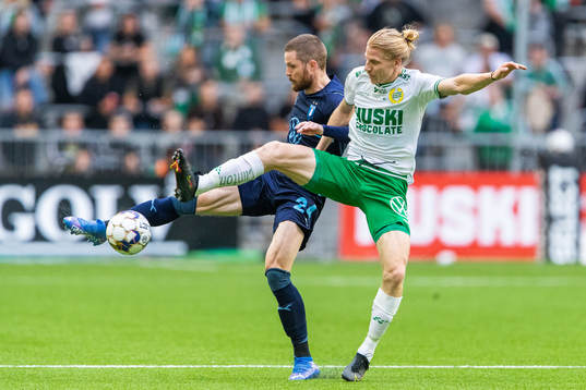 Malmö FFs Lasse Nielsen och Hammarbys Gustav Ludwigson