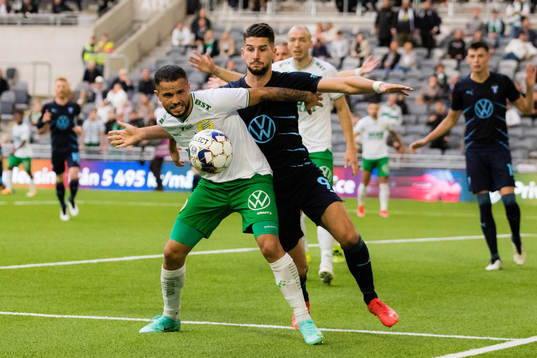 Hammarbys Mohanad Jeahze och Malmö FFs Antonio Colak