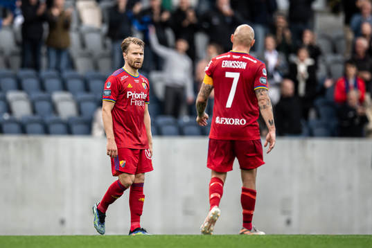 Djurgårdens Jacob Une Larsson och Magnus Eriksson deppar
