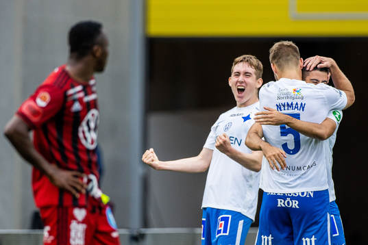 IFK Norrköpings Christoffer Nyman jublar med Isak Bergmann