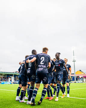 Moses Dramwi Mawa of Kristiansund celebrates