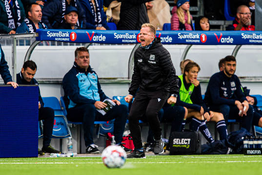 Christian Michelsen, head coach of Kristiansund, reacts