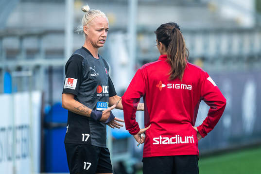Caroline Seger and Renee Slegers, head coach
