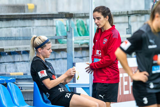 Olivia Schough and Renee Slegers, head coach