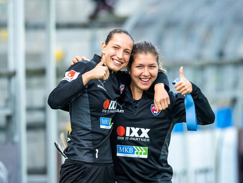Goalkeeper Somea Polozen and Loreta Kullashi