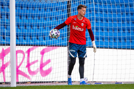 Goalkeeper Ørjan Håskjold Nyland of the Norwegian