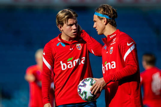 Jens Petter Hauge and Erik Botheim of the Norwegian