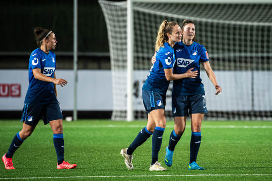 Chantal Hagel of Hoffenheim celebrate with teammates