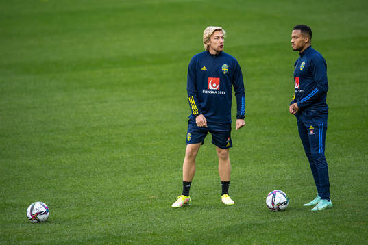 Emil Forsberg and Martin Olsson of the Swedish national team