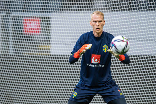 Goalkeeper Pontus Dahlberg of the Swedish national team
