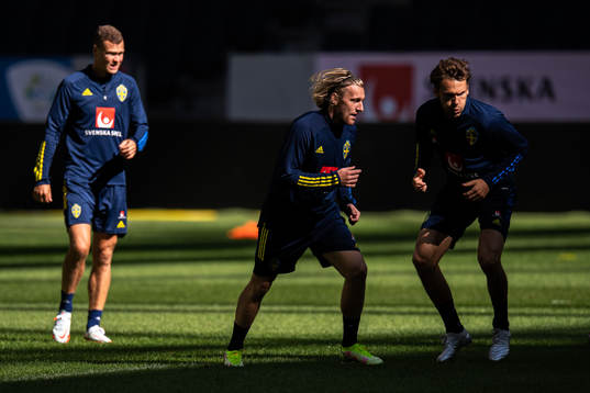 Emil Forsberg and Albin Ekdal of the Swedish national team