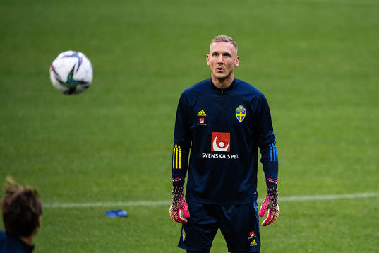 Goalkeeper Robin Olsen of the Swedish national team