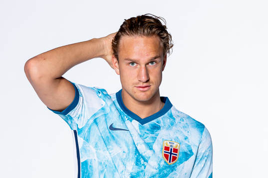 Erik Botheim of the Norwegian national football team poses